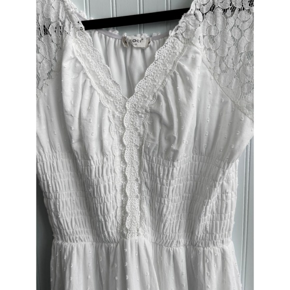 Anna-Kaci White Swiss Dot Lace Maxi Dress Smocked Boho Cottagecore Small - Picture 5 of 9
